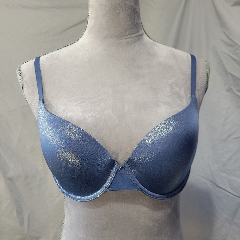 Victoria's Secret blue sparkle demi bra with fully adjustable straps 36C